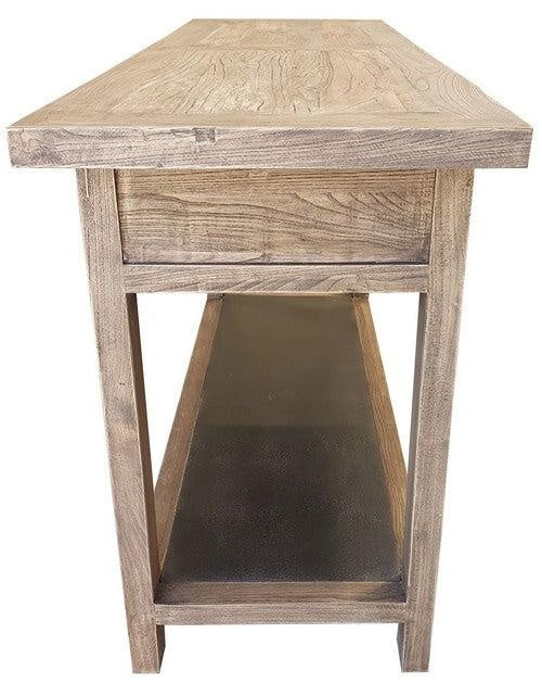 Reclaimed Elm Console W/ Metal Shelf