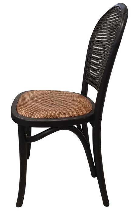 Rattan Backed Dining Chair-Black