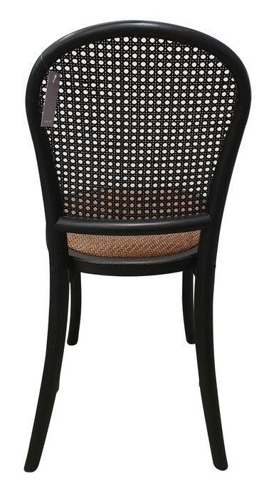 Rattan Backed Dining Chair-Black