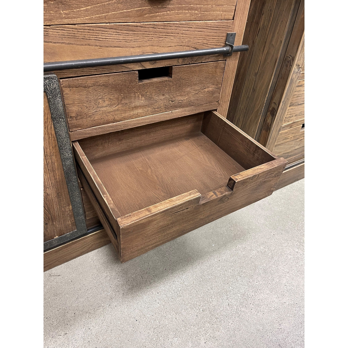 Display Unit with Sliding Door - Reclaimed Elm