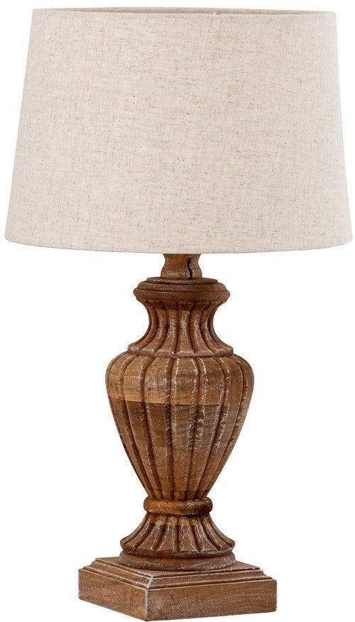 Table Lamp & Shade - White Wash / Natural Linen