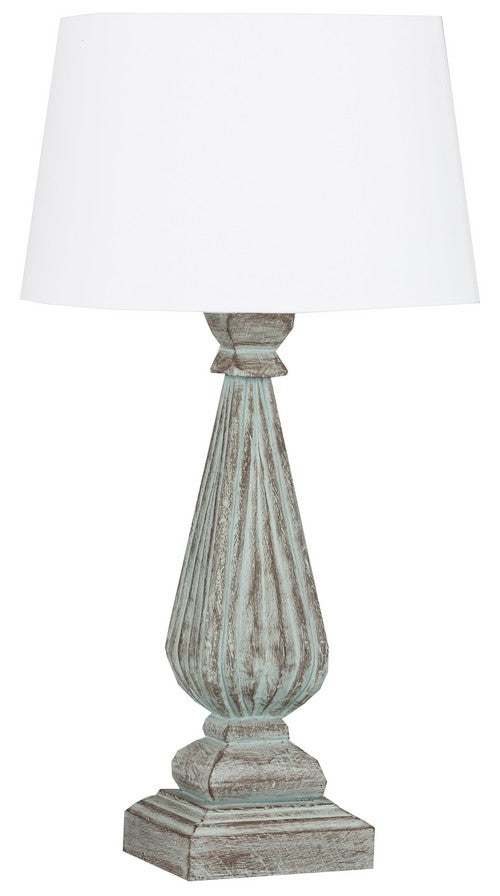 Table Lamp & Shade - Lt Green Wash / White Linen