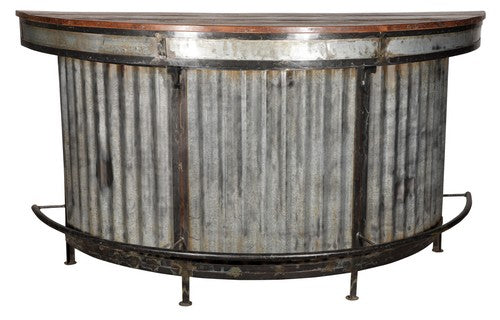 Man Cave Rustic Iron Teak Bar