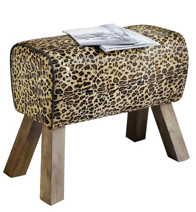 Leopard Leather Vault Stool Online8