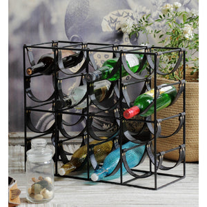 Wine Rack Metal & Leather