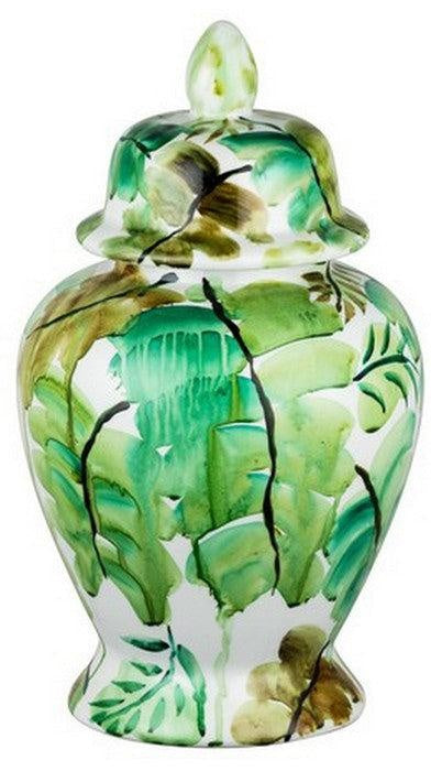 Green Leaf Jar with Lid