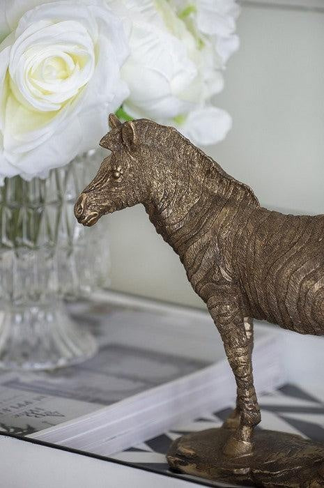 Metallic Copper Zebra Statue