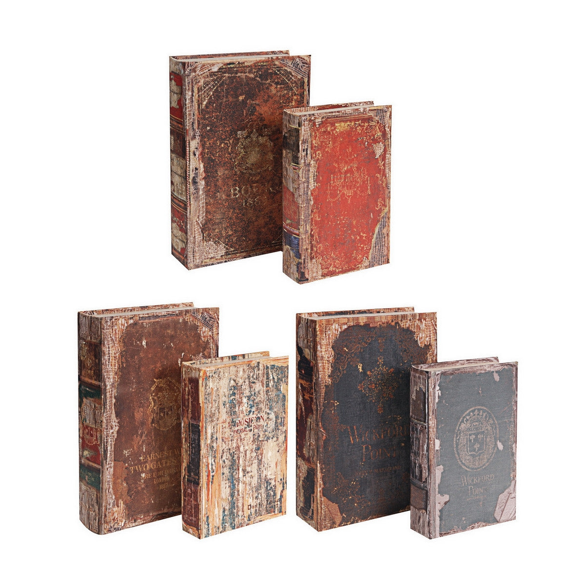 Antique Book Boxes Set of 6