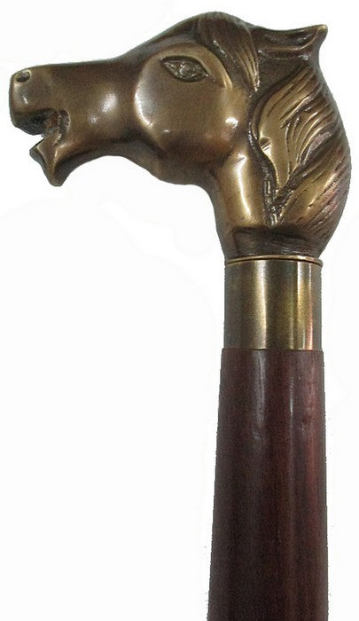 Brass Horse Head Walking Cane