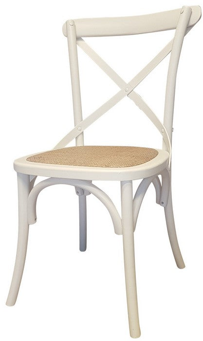 Cross Back Dining Chair - Antique Oak White