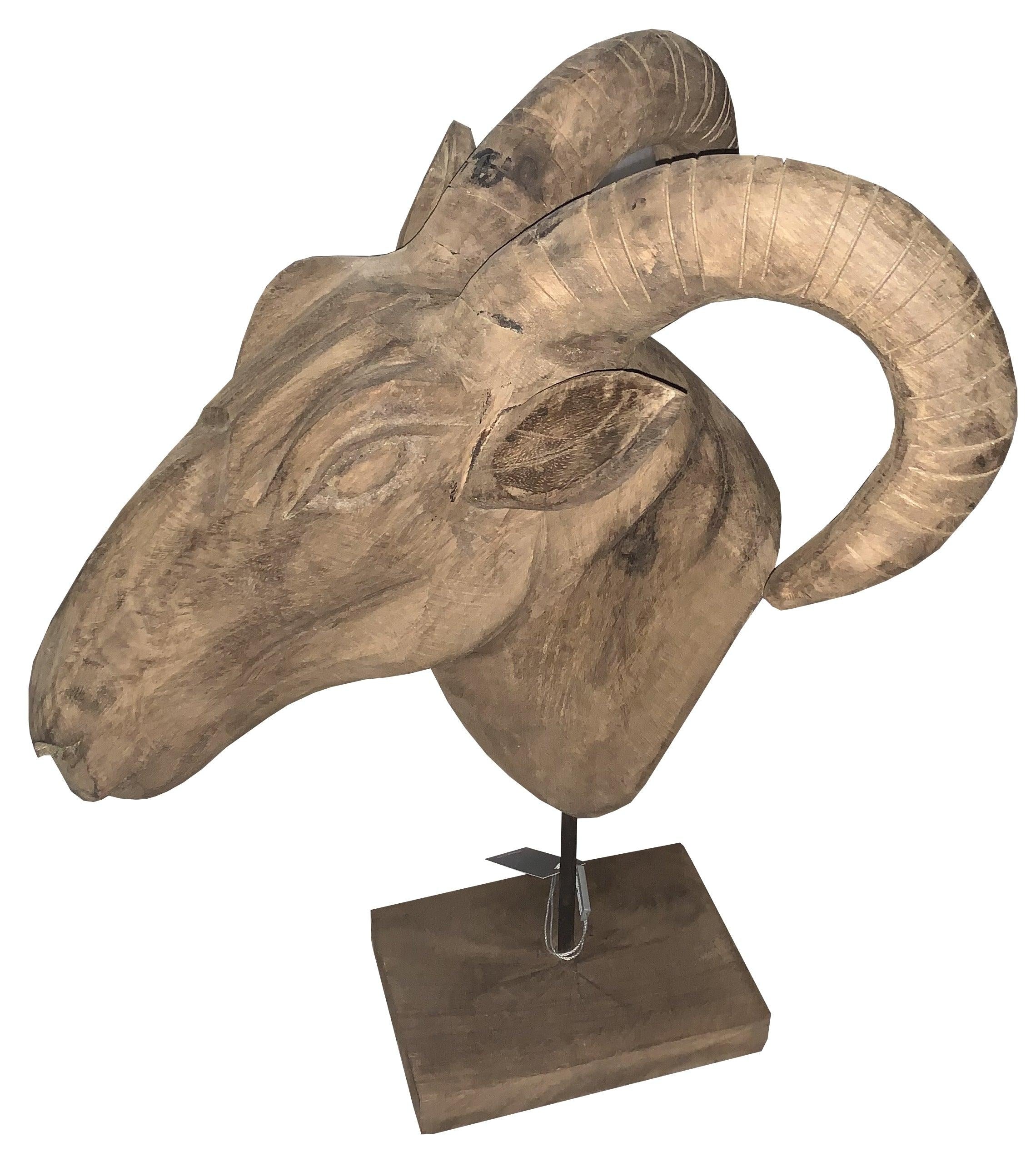 Wooden Rams Head