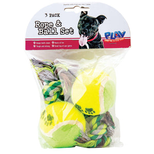 Dog rope & ball set 3pc