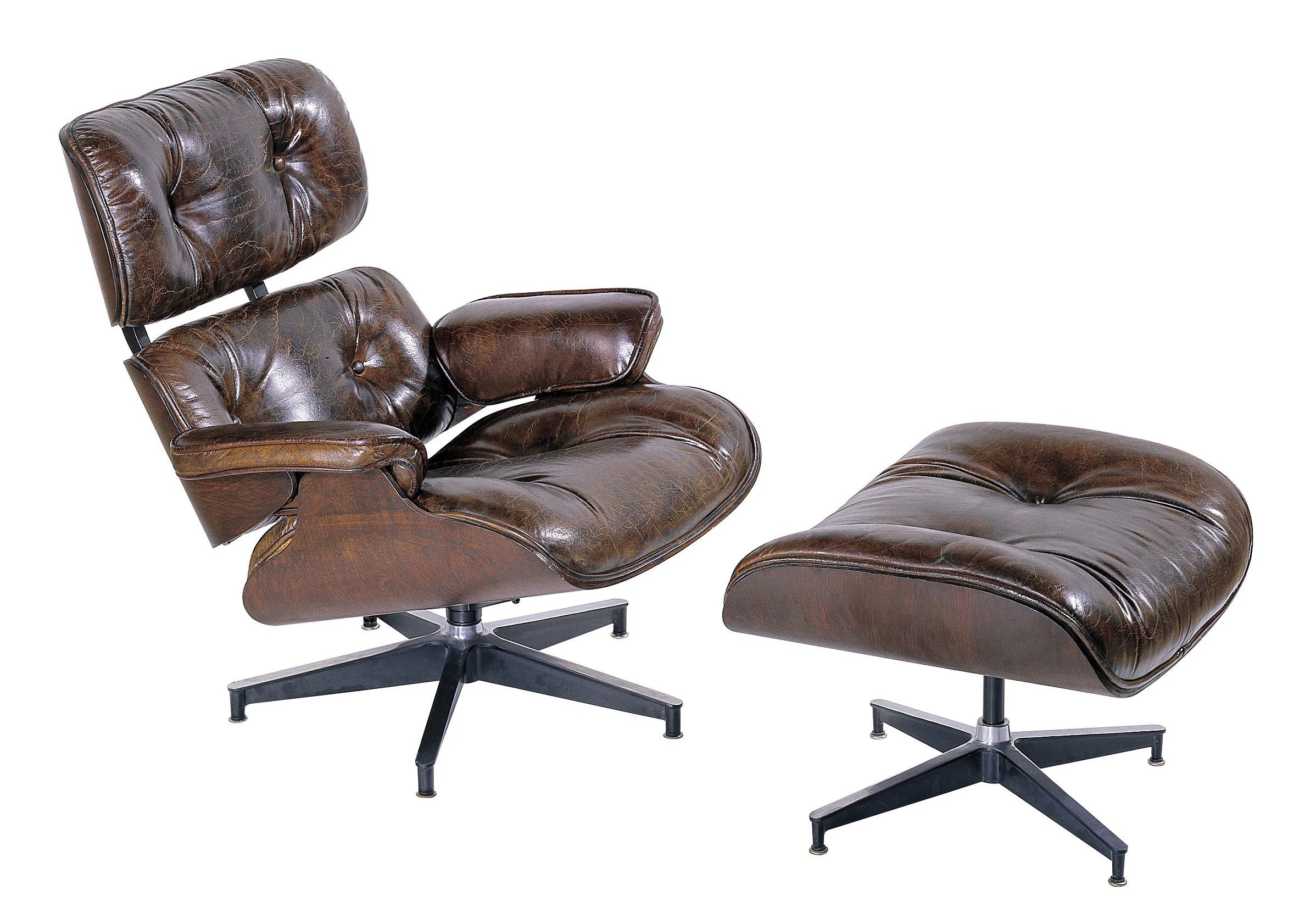 Eames Chair & Footstool Vintage Cigar